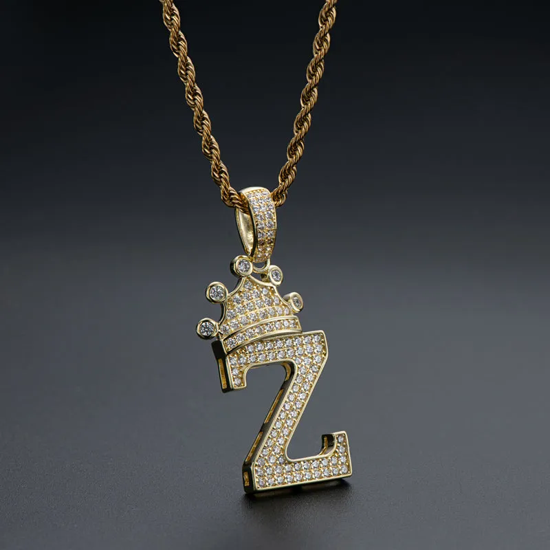 The Letter Z Created Diamond Hip Hop Men Women Pendant Necklace