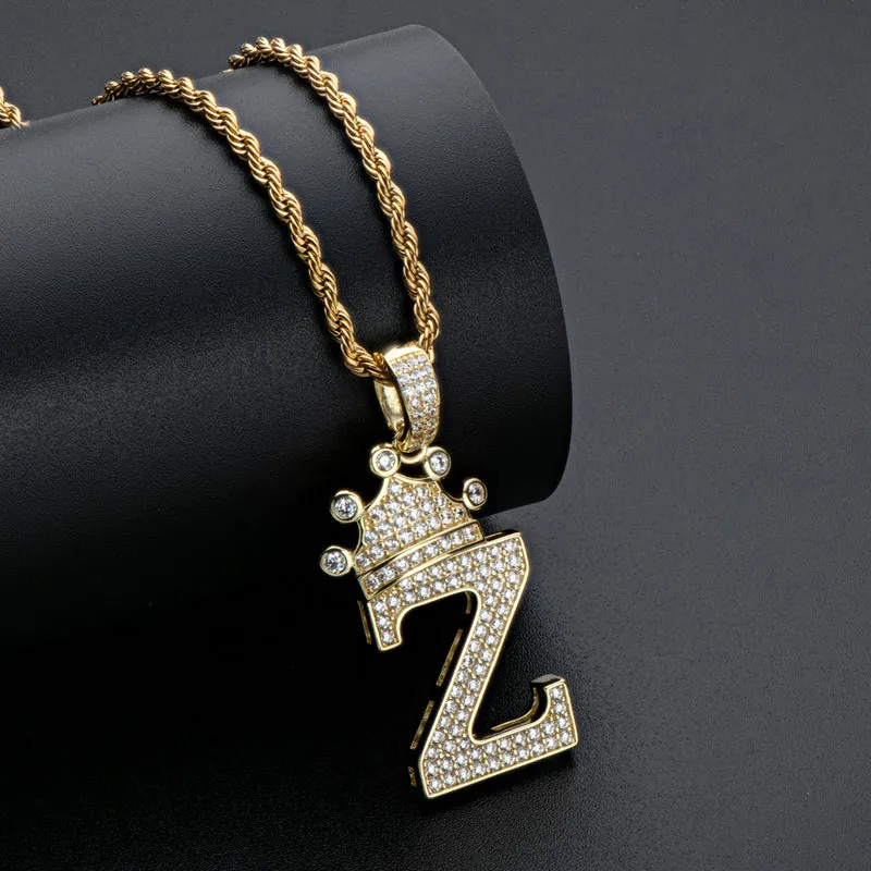 The Letter Z Created Diamond Hip Hop Men Women Pendant Necklace