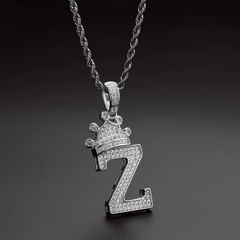 The Letter Z Created Diamond Hip Hop Men Women Pendant Necklace