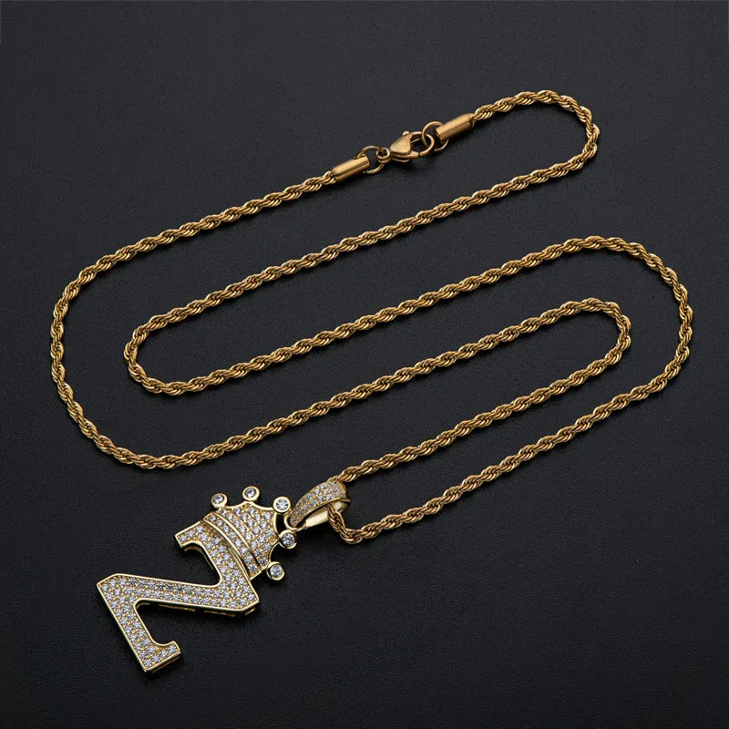 The Letter Z Created Diamond Hip Hop Men Women Pendant Necklace