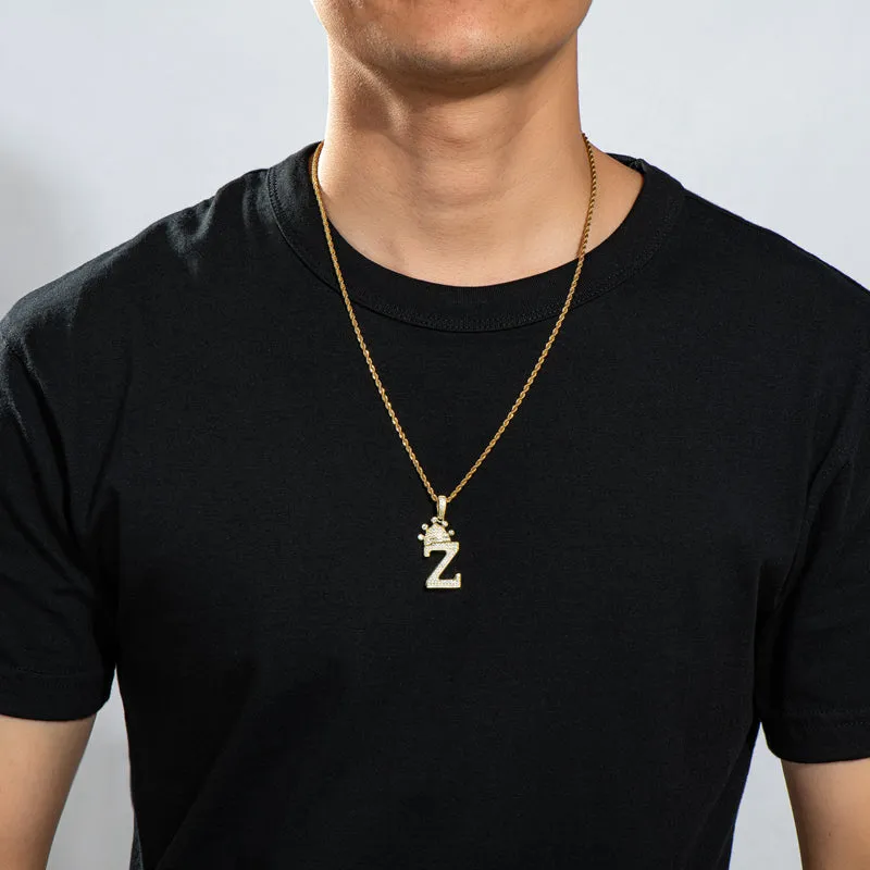 The Letter Z Created Diamond Hip Hop Men Women Pendant Necklace