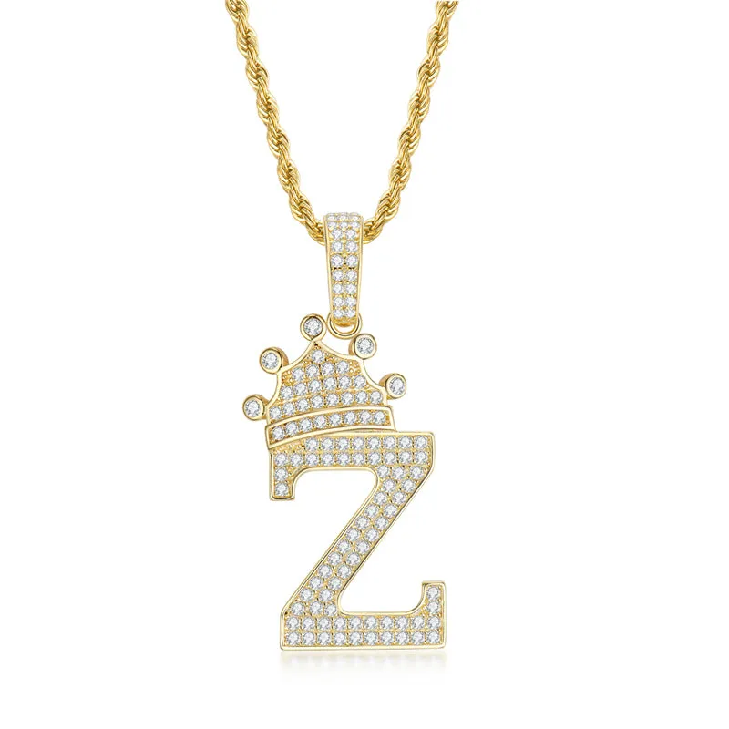 The Letter Z Created Diamond Hip Hop Men Women Pendant Necklace