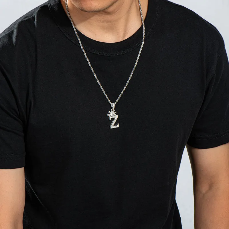 The Letter Z Created Diamond Hip Hop Men Women Pendant Necklace