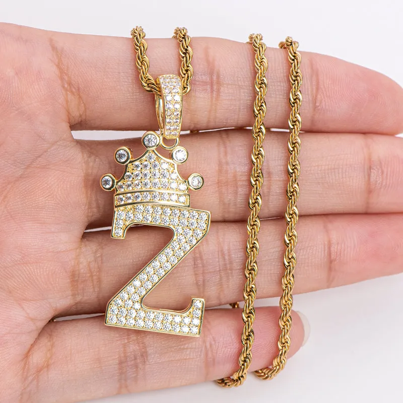 The Letter Z Created Diamond Hip Hop Men Women Pendant Necklace
