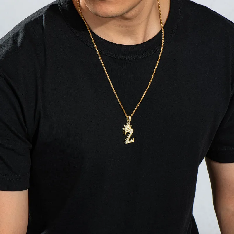 The Letter Z Created Diamond Hip Hop Men Women Pendant Necklace