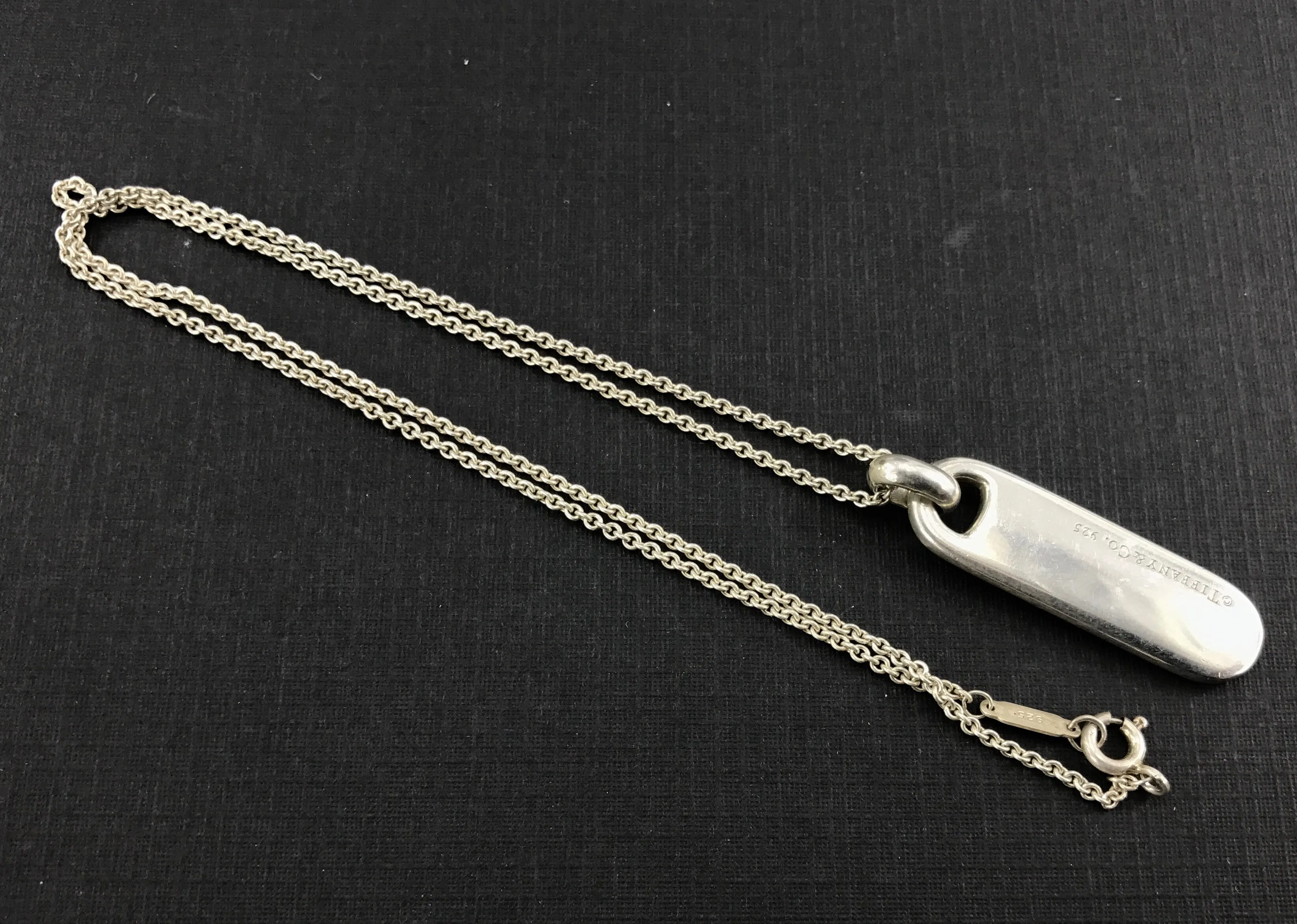 Tiffany & Co Sterling Silver T&Co Bar Pendant Necklace
