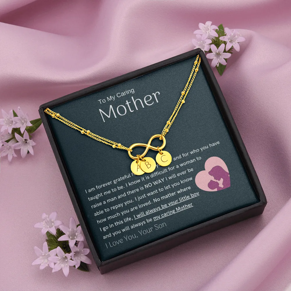 To My Loving Mother - You are my sunshine, I will always be your little boy Gold Infinity Bracelet (18k Gold Dipped)