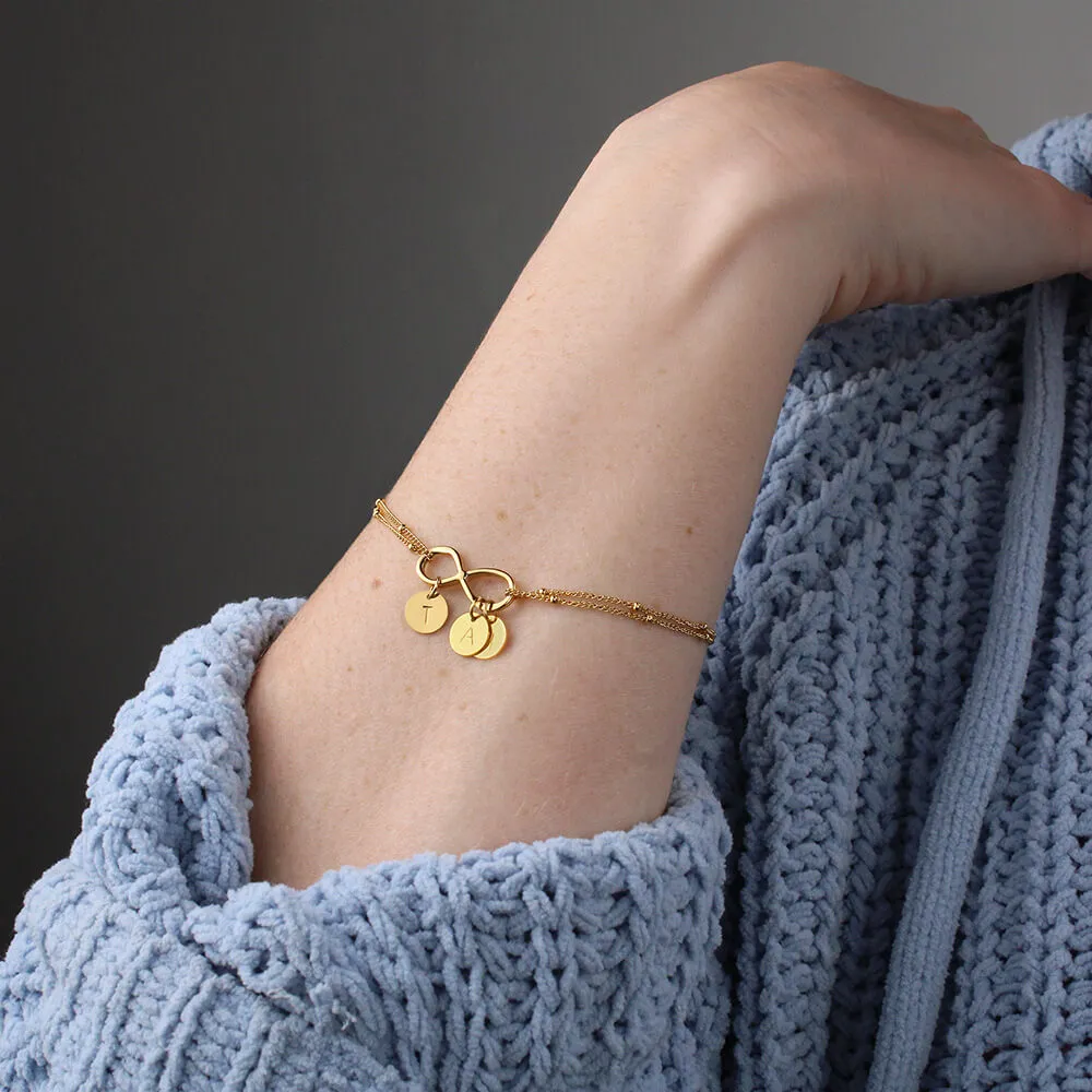 To My Loving Mother - You are my sunshine, I will always be your little boy Gold Infinity Bracelet (18k Gold Dipped)