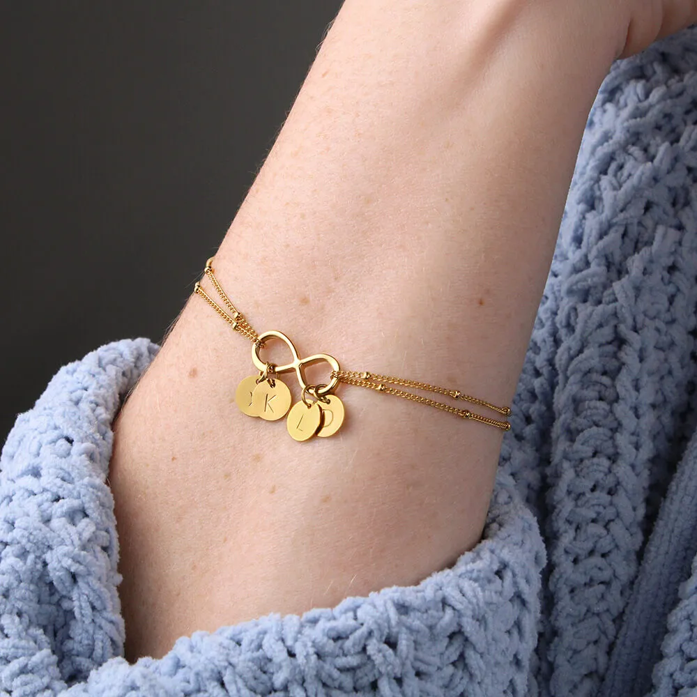 To My Loving Mother - You are my sunshine, I will always be your little boy Gold Infinity Bracelet (18k Gold Dipped)
