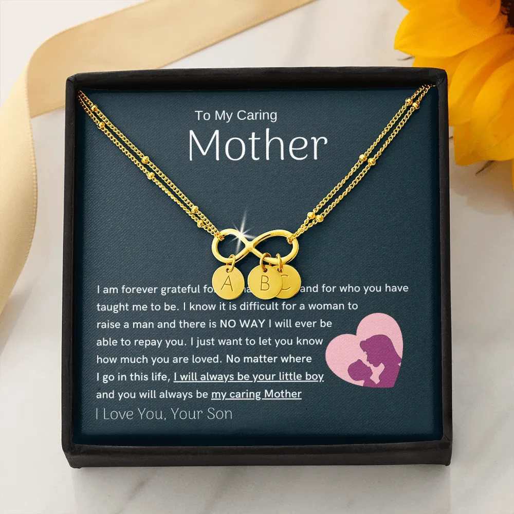To My Loving Mother - You are my sunshine, I will always be your little boy Gold Infinity Bracelet (18k Gold Dipped)