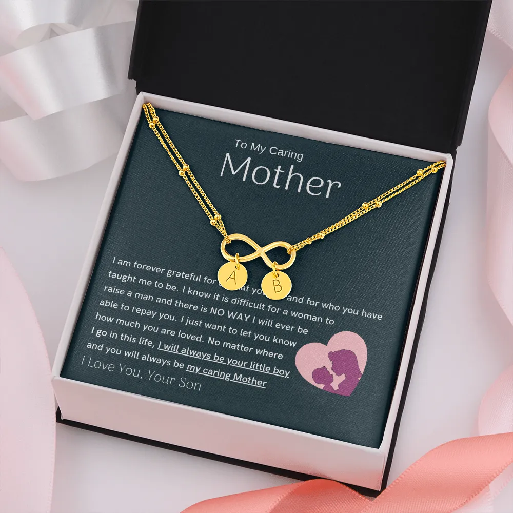 To My Loving Mother - You are my sunshine, I will always be your little boy Gold Infinity Bracelet (18k Gold Dipped)