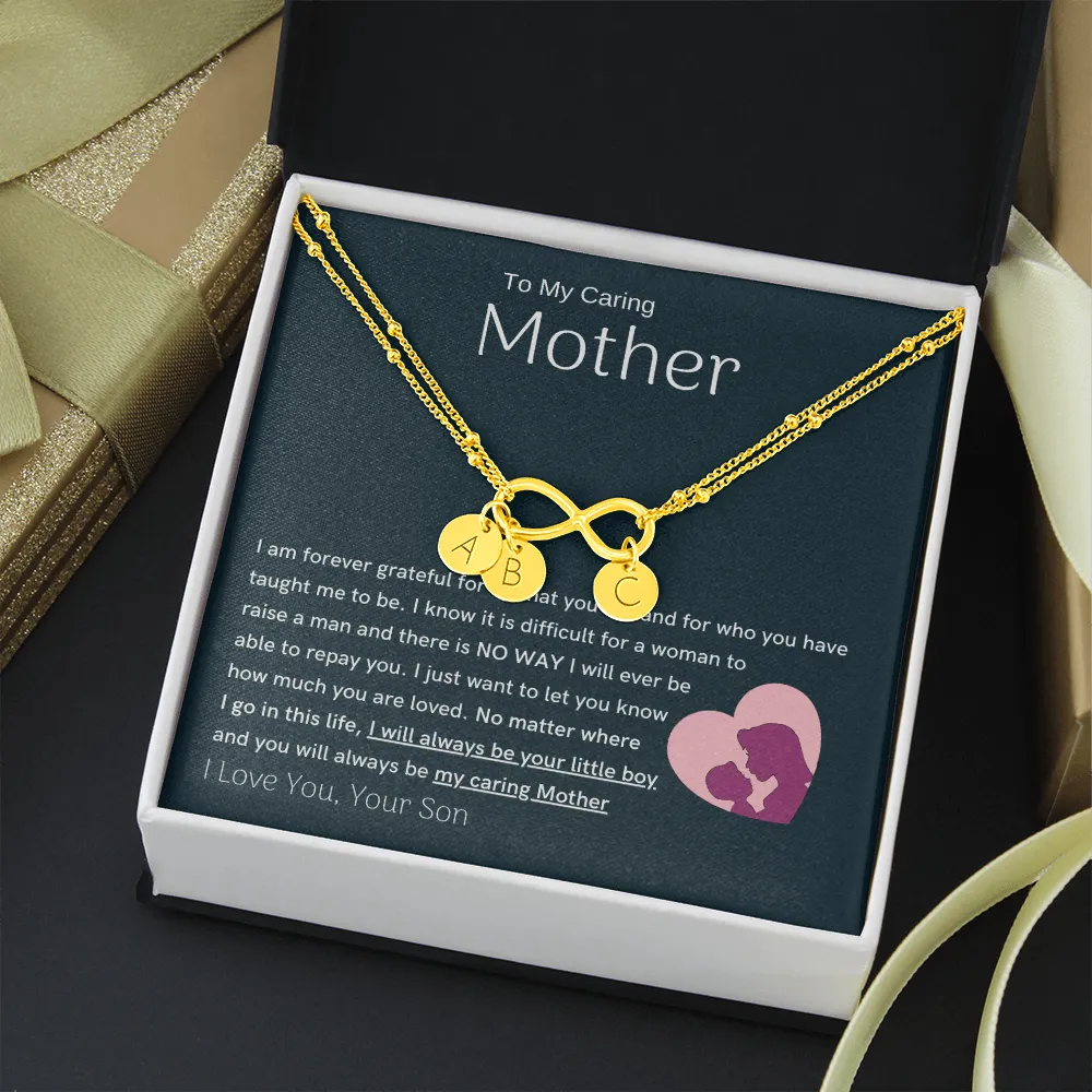 To My Loving Mother - You are my sunshine, I will always be your little boy Gold Infinity Bracelet (18k Gold Dipped)