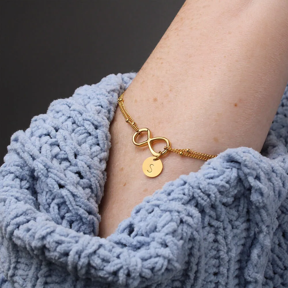To My Loving Mother - You are my sunshine, I will always be your little boy Gold Infinity Bracelet (18k Gold Dipped)