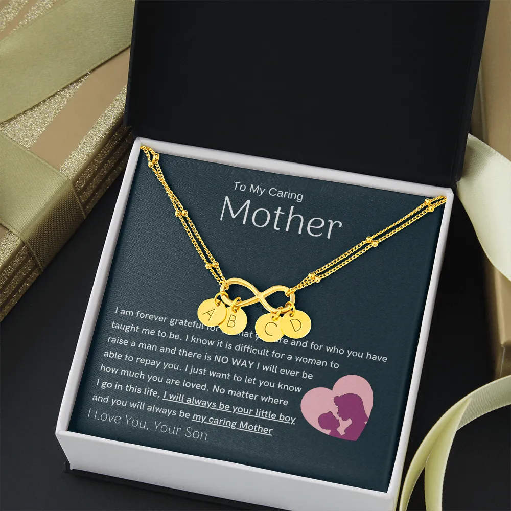 To My Loving Mother - You are my sunshine, I will always be your little boy Gold Infinity Bracelet (18k Gold Dipped)