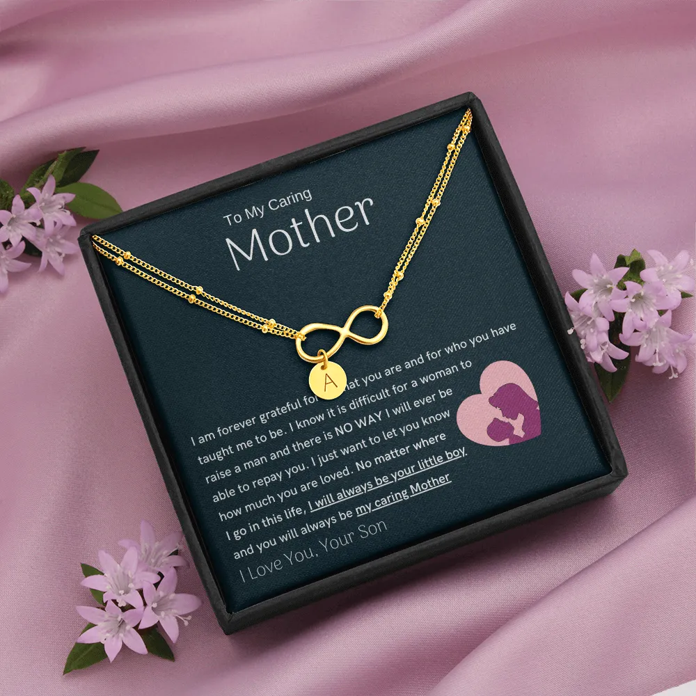To My Loving Mother - You are my sunshine, I will always be your little boy Gold Infinity Bracelet (18k Gold Dipped)