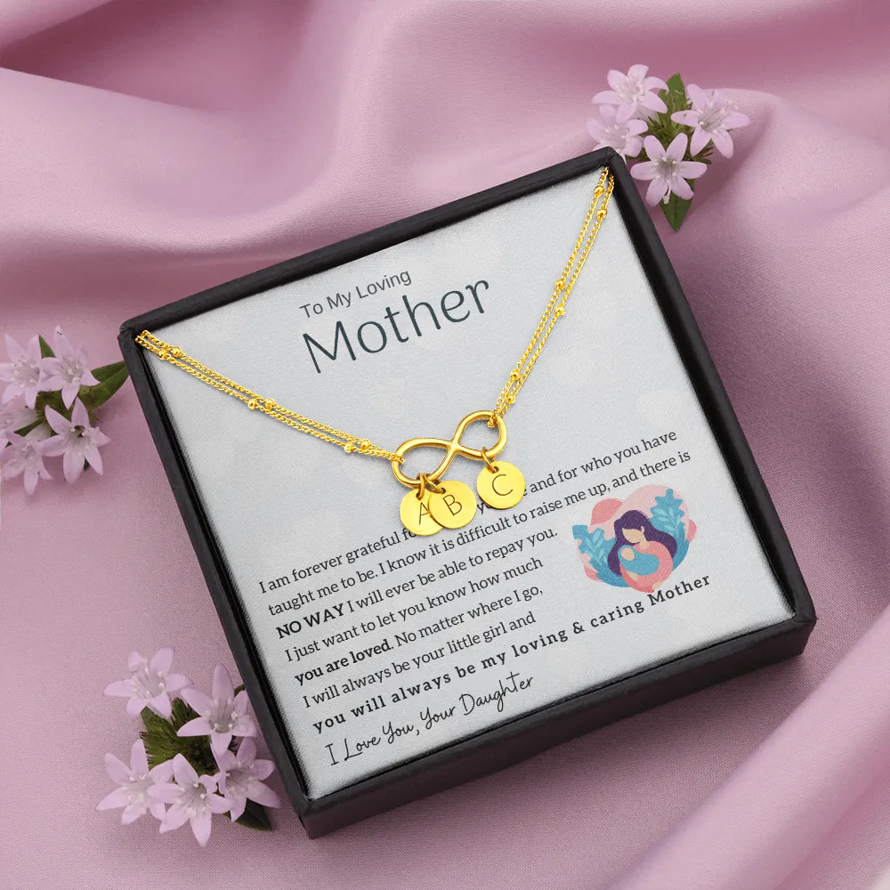 To My Loving Mother - You will always be my loving & caring Mother Gold Infinity Bracelet (18k Gold Dipped)