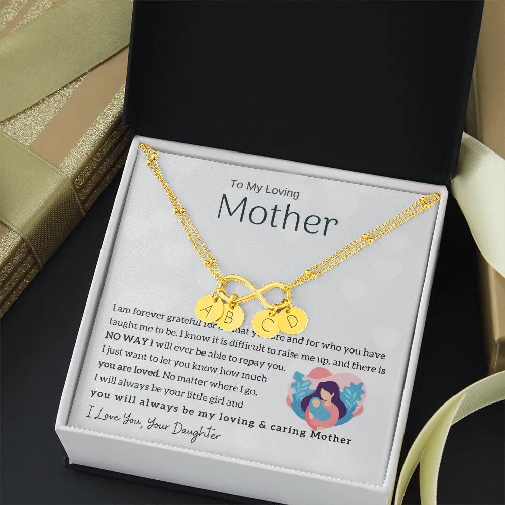 To My Loving Mother - You will always be my loving & caring Mother Gold Infinity Bracelet (18k Gold Dipped)