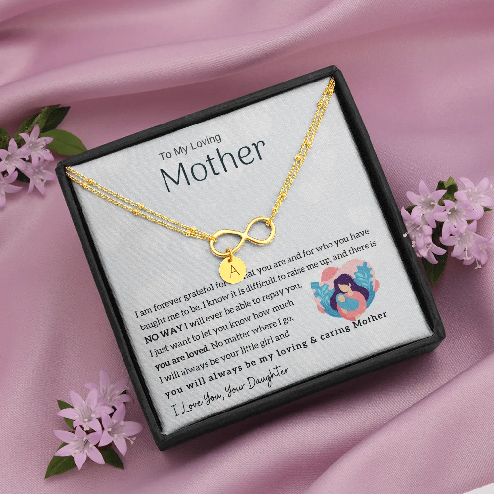 To My Loving Mother - You will always be my loving & caring Mother Gold Infinity Bracelet (18k Gold Dipped)