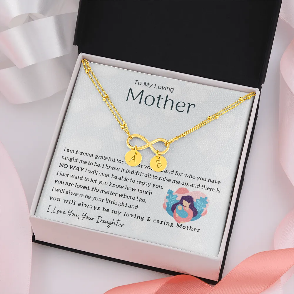 To My Loving Mother - You will always be my loving & caring Mother Gold Infinity Bracelet (18k Gold Dipped)
