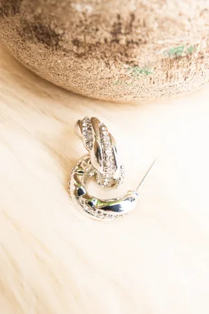Together Forever Crystal Silvertone Hoop Earrings