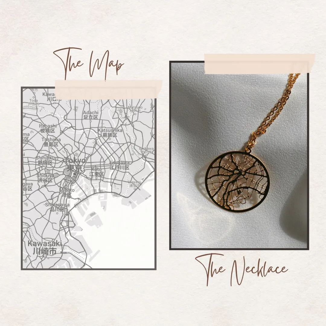 Tokyo Gold - City Map Necklace