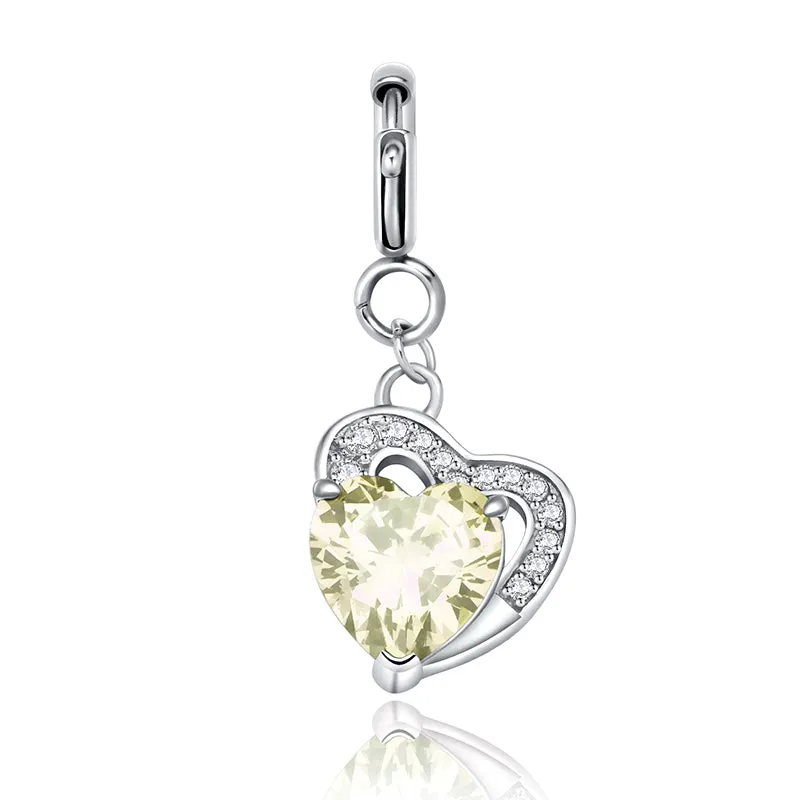 totwoo Birthstone Heart Charms(Silver/Rose Gold)