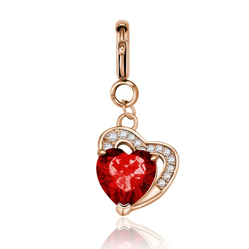 totwoo Birthstone Heart Charms(Silver/Rose Gold)