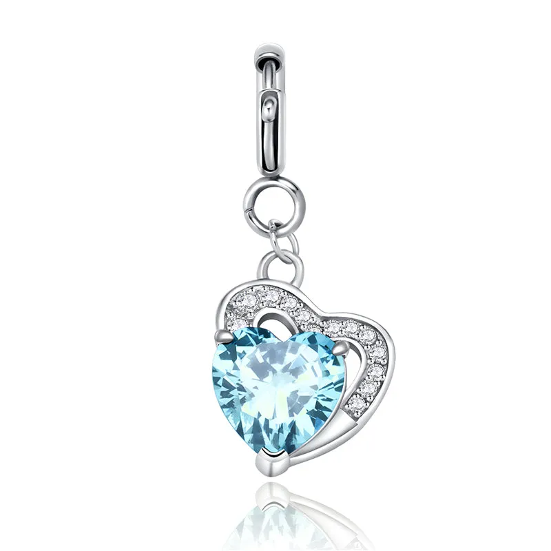 totwoo Birthstone Heart Charms(Silver/Rose Gold)