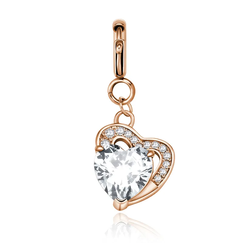 totwoo Birthstone Heart Charms(Silver/Rose Gold)