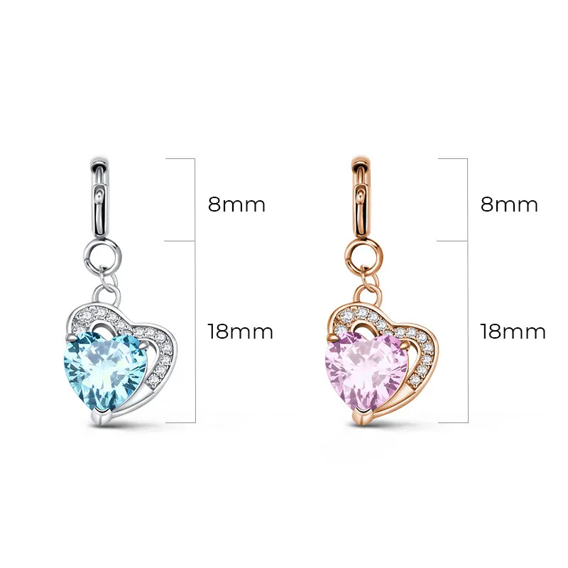 totwoo Birthstone Heart Charms(Silver/Rose Gold)