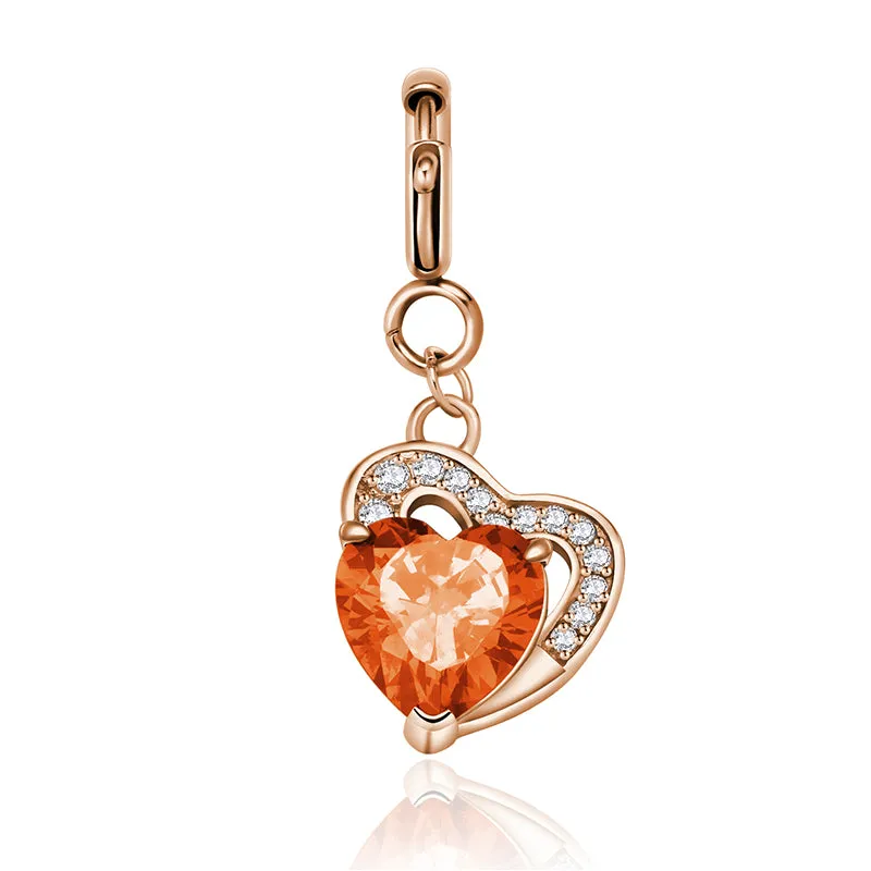 totwoo Birthstone Heart Charms(Silver/Rose Gold)