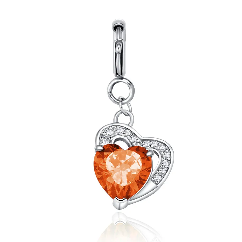 totwoo Birthstone Heart Charms(Silver/Rose Gold)
