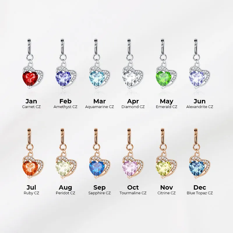 totwoo Birthstone Heart Charms(Silver/Rose Gold)