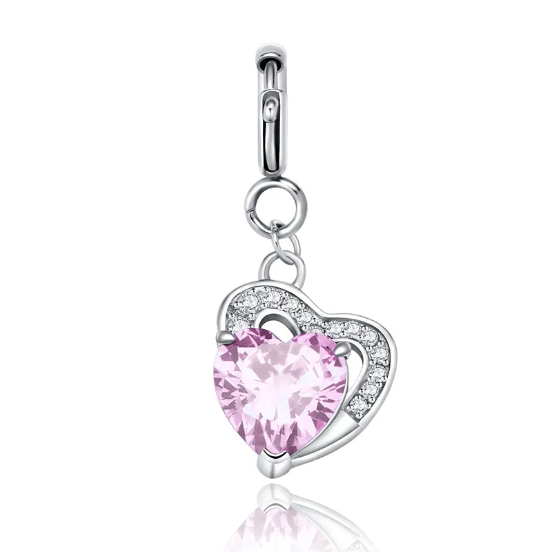 totwoo Birthstone Heart Charms(Silver/Rose Gold)