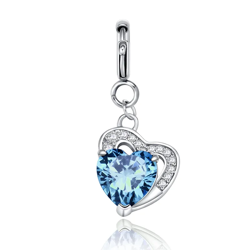 totwoo Birthstone Heart Charms(Silver/Rose Gold)