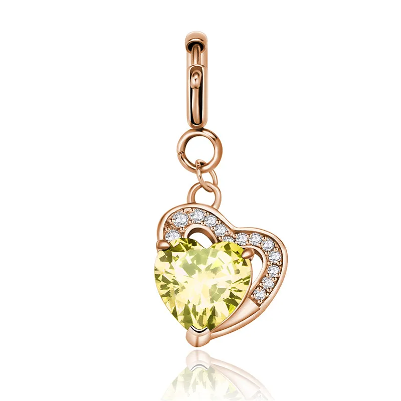 totwoo Birthstone Heart Charms(Silver/Rose Gold)