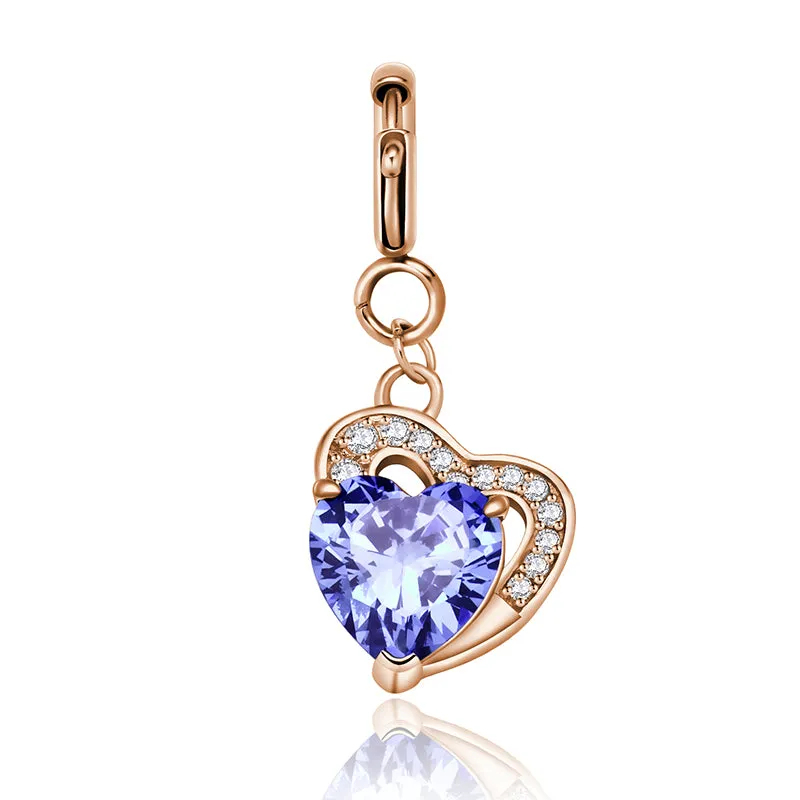 totwoo Birthstone Heart Charms(Silver/Rose Gold)