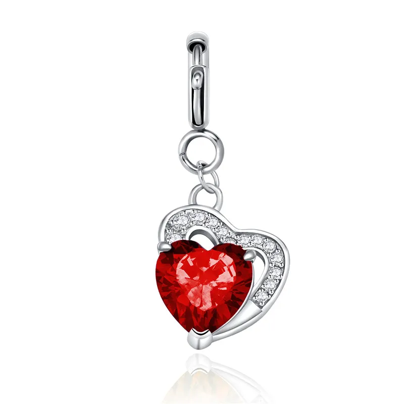 totwoo Birthstone Heart Charms(Silver/Rose Gold)
