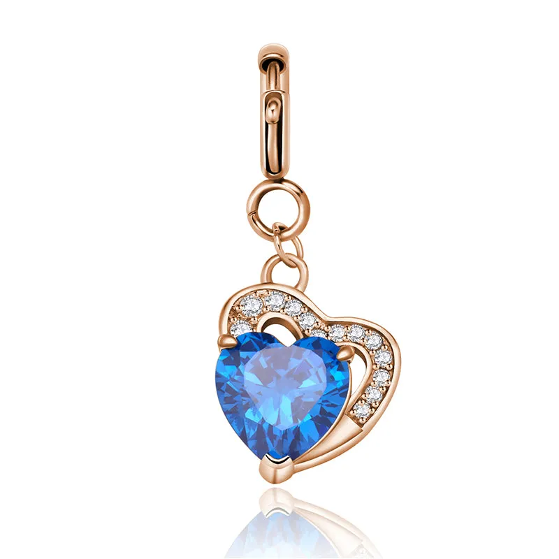 totwoo Birthstone Heart Charms(Silver/Rose Gold)