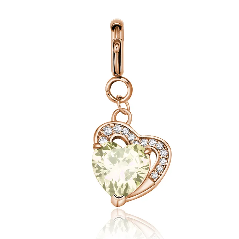 totwoo Birthstone Heart Charms(Silver/Rose Gold)
