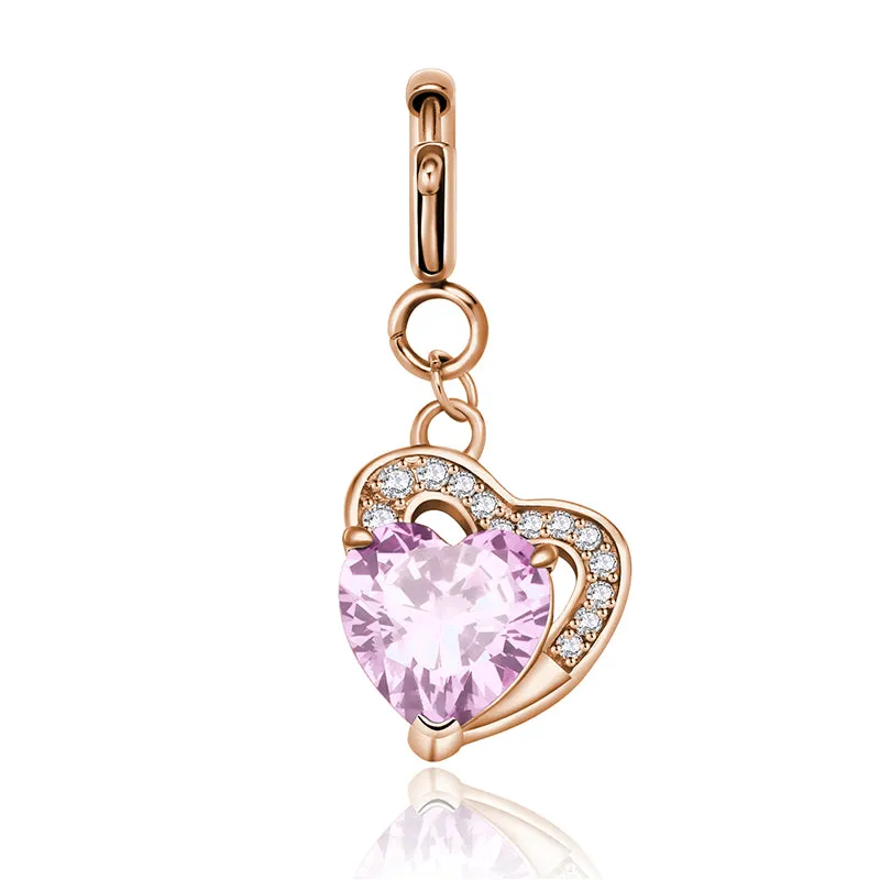 totwoo Birthstone Heart Charms(Silver/Rose Gold)