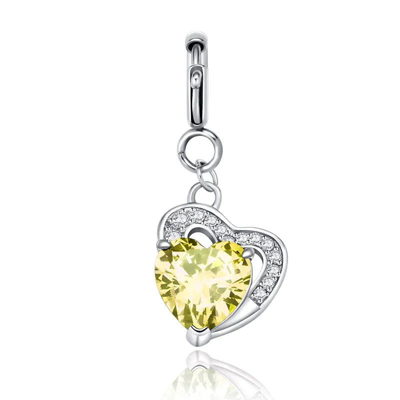 totwoo Birthstone Heart Charms(Silver/Rose Gold)