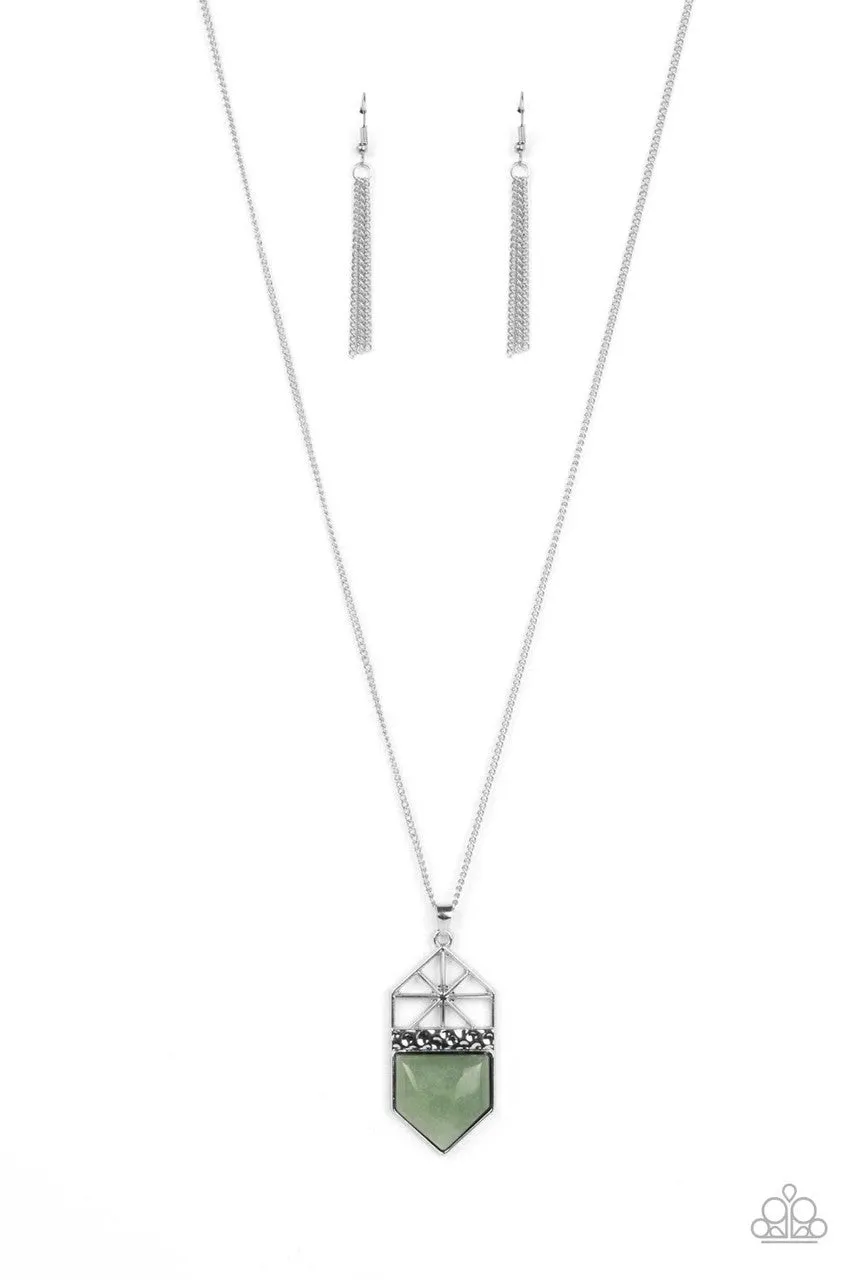 Trailblazing Talisman - Green - Jade Stone Pendant Paparazzi Necklace