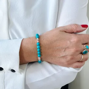 Turquoise Bracelet with Silver Accent | Solo or Stack Set