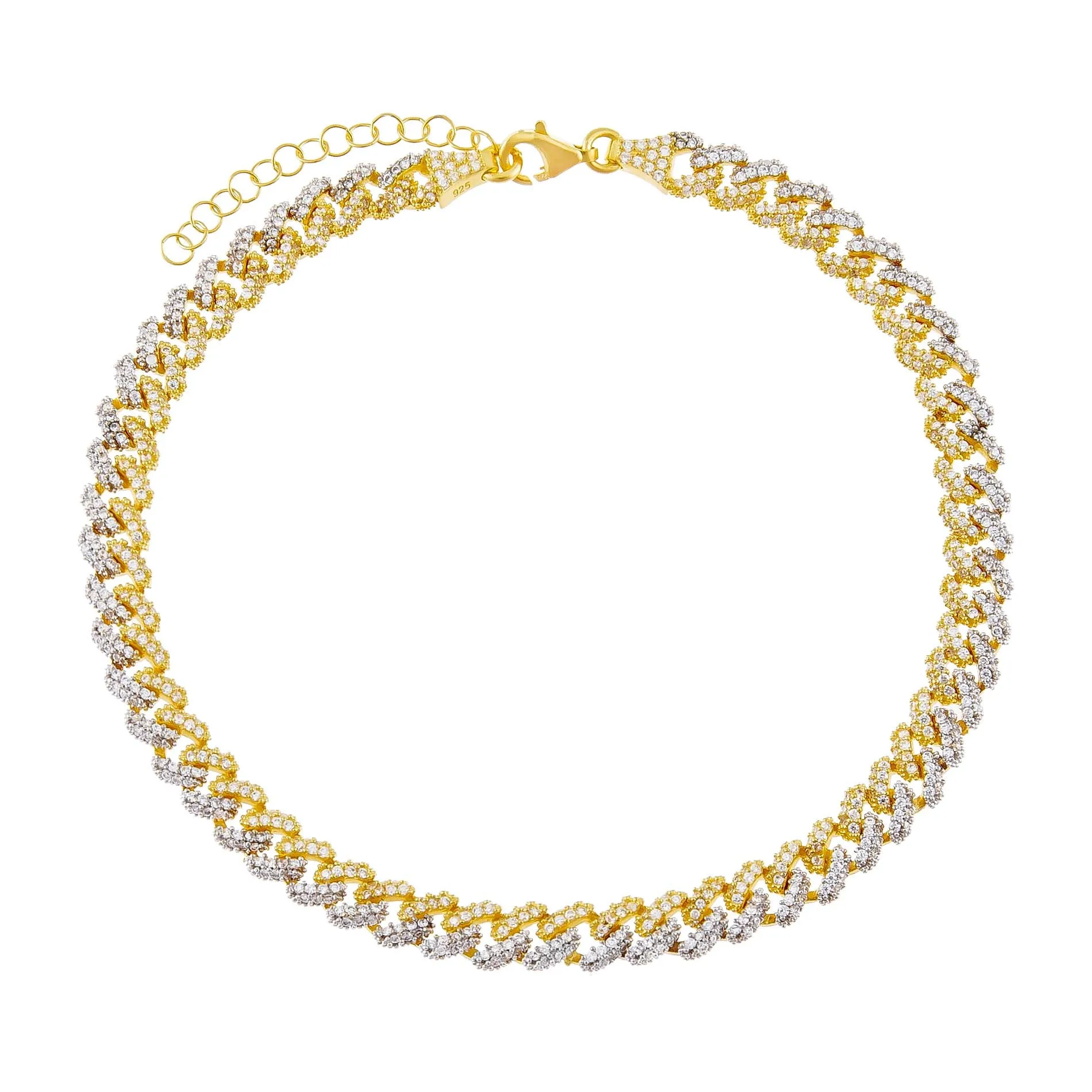 Two Tone Pavé Chain Link Anklet