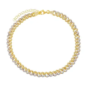 Two Tone Pavé Chain Link Anklet