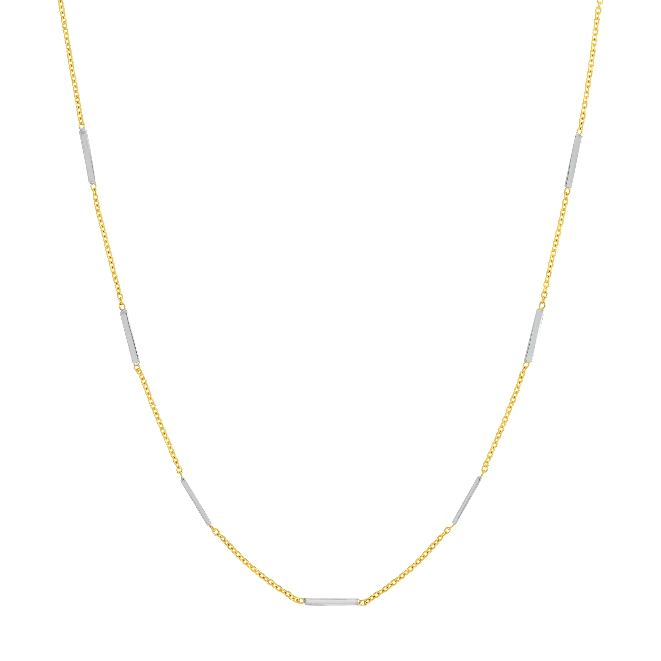 Two-Tone Staple Bar Stations Adjustable Necklace