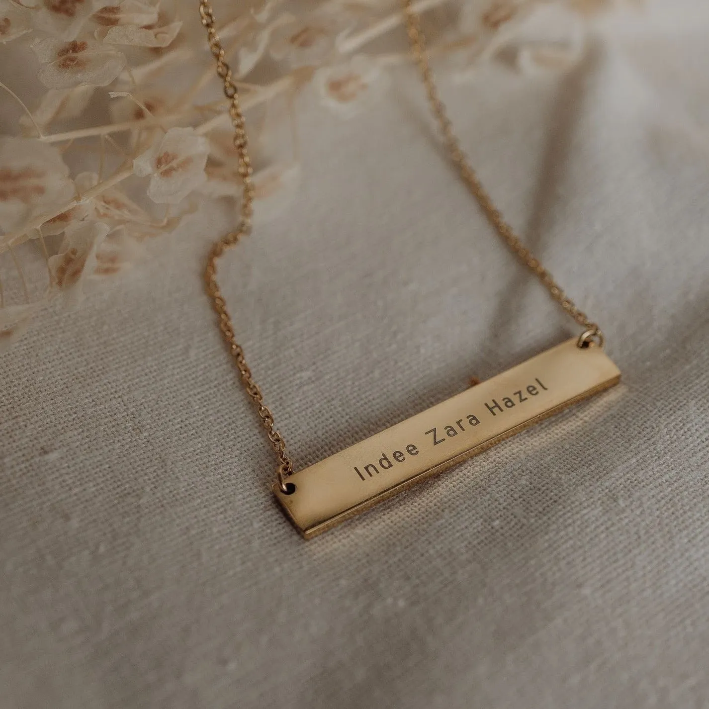 Typewriter Font Bar Necklace