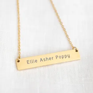 Typewriter Font Bar Necklace
