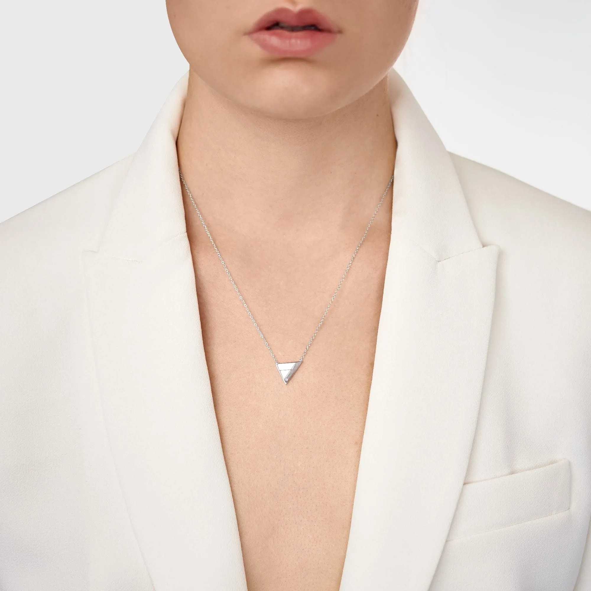 UCONN Geometric Necklace in Sterling Silver
